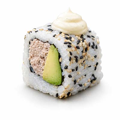 Gekochter Thunfisch nach kalifornischer Art, Avocado, hausgemachte weiße Sauce, Sesam – Easy Sushi