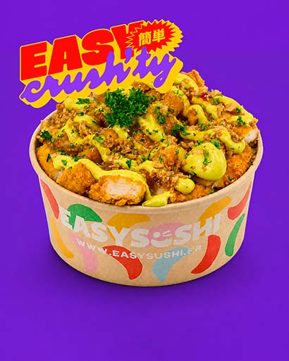 Einfache Currysauce, gebratene Hähnchenfilets, Reis, Röstzwiebeln, Petersilie – Easy Sushi