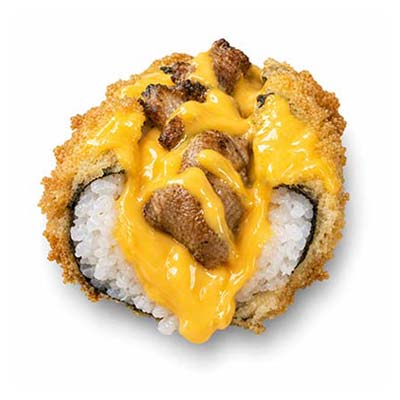 Hähnchen-Yakitori-Rolle mit Cheddar-Käse und sieben Gewürzen – Easy Sushi