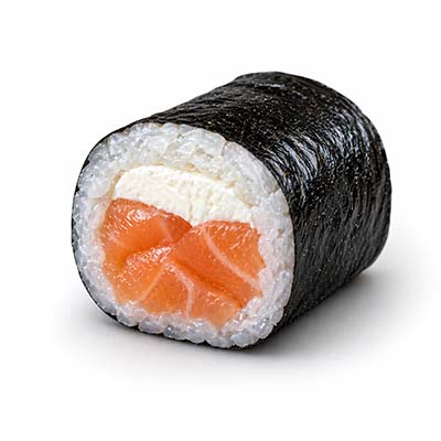 Frische Lachs- und Käse-Maki, Essigreis und Nori-Algen – Easy Sushi