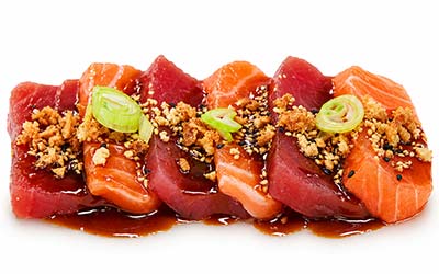 Gemischtes Sashimi mit mariniertem Thunfisch und Lachs – Easy Sushi