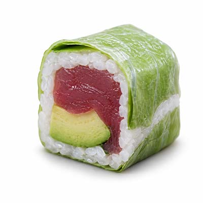 Frühlingsrolle mit Avocado und Thunfisch, Minze und grünem Salat – Easy Sushi